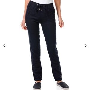 Lilly Pulitzer Solid Black Linen Straight Leg Pull On Elastic Waist Size L